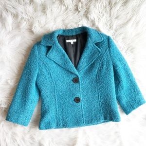 CAbi #186 Size 2 Boucle Turquoise Women Blazer Top